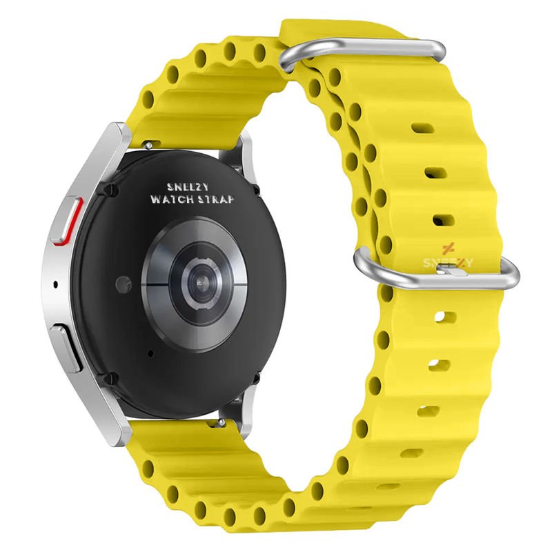 Huawei Watch GT2 Elite-Sport-Classic 46mm-GT2 Pro 22mm Uyumlu Seaflex Ocean Silikon Kordon Sarı - Sarı