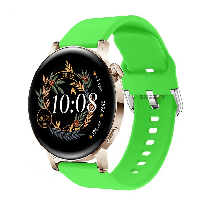 Huawei Watch Gt2 42mm Ile Uyumlu 20mm Purelux Soft Tokalı Silikon Kordon Dayanıklı Spor Stil Yeşil