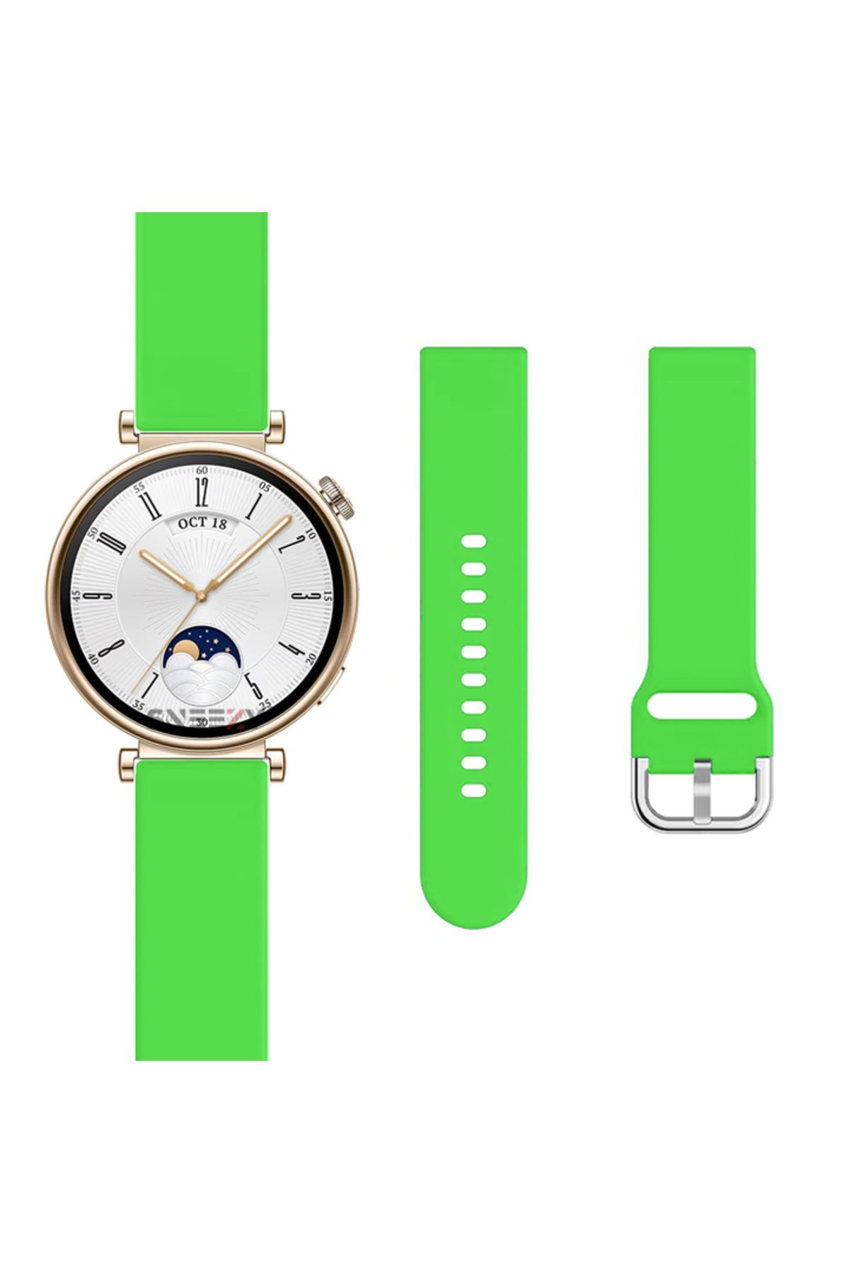 Huawei Watch Gt2 42mm Ile Uyumlu 20mm Purelux Soft Tokalı Silikon Kordon Dayanıklı Spor Stil Yeşil