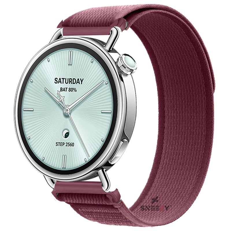 Sneezy Mi Watch S4 41mm Uyumlu Kordon Trail Loop Cırtlı Yumuşak Kumaş Şık Kordon Kırmızı