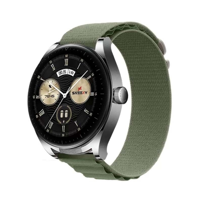 Huawei Watch GT2 Elite-Sport-Classic 46mm-GT2 Pro 22mm Uyumlu Frost Alpine Loop Kordon Haki