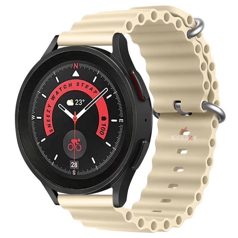 Huawei Watch GT2 Elite-Sport-Classic 46mm-GT2 Pro 22mm Uyumlu Seaflex Ocean Silikon Kordon Starlight - Starlight