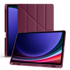Samsung Galaxy Tab S7 Plus T970 12.4 İnç Katlanabilir Kalemlikli Standlı Akıllı Kılıf Mürdüm - Mürdüm