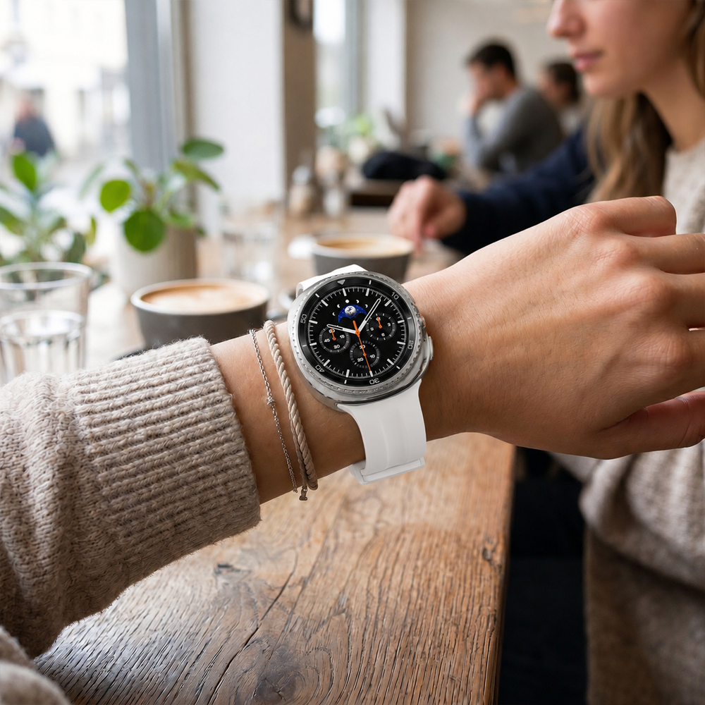 Samsung Galaxy Watch 8 Classic 46mm İle Uyumlu Oluklu Silikon Kordon Ayarlanabilir Spor Saat Kayışı