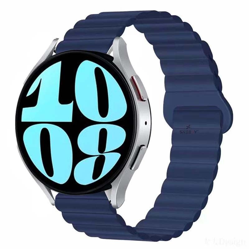 Samsung Galaxy Watch Active Active 2 44mm-40mm Uyumlu 20mm Harmony Duo Magnetik Silikon Kordon Lacivert - Lacivert