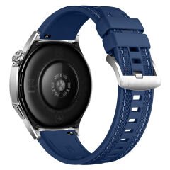 Huawei Watch GT3 46mm GT3 Pro GT3 Se ile Uyumlu Metal Tokalı Dikiş Detaylı Şık Dokuma Silikon Kordon Lacivert