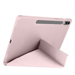 Samsung Galaxy Tab S7 Plus T970 12.4 İnç Katlanabilir Kalemlikli Standlı Akıllı Kılıf Pembe - Pembe