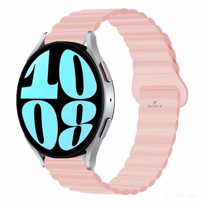 Samsung Galaxy Watch Active Active 2 44mm-40mm Uyumlu 20mm Harmony Duo Magnetik Silikon Kordon Pembe - Pembe