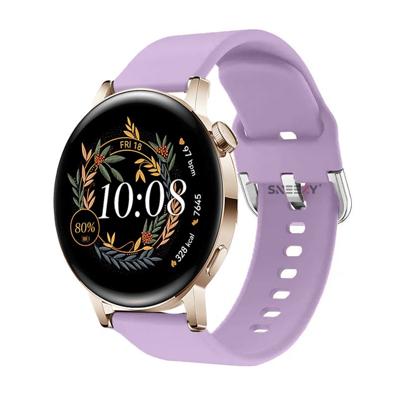 Huawei Watch Gt2 42mm Ile Uyumlu 20mm Purelux Soft Tokalı Silikon Kordon Dayanıklı Spor Stil Lila