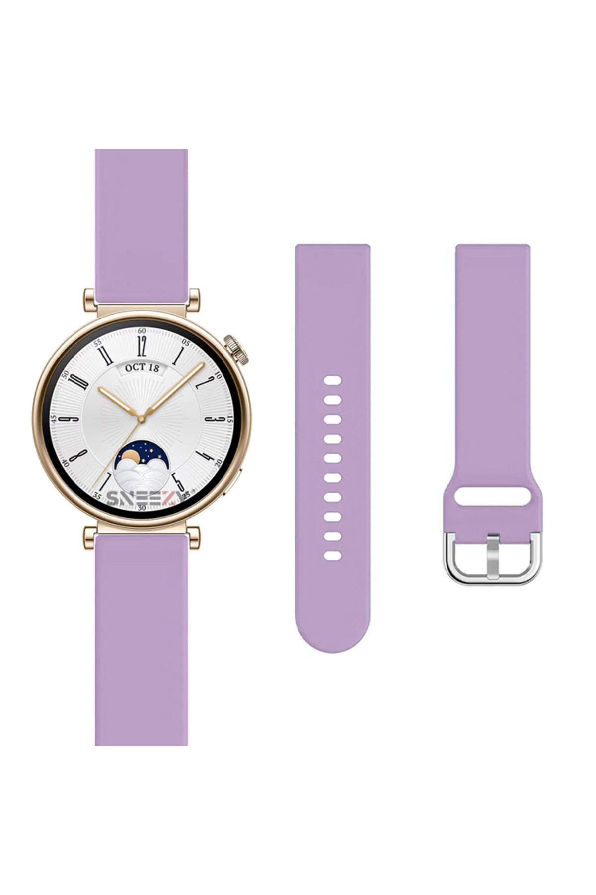 Huawei Watch Gt2 42mm Ile Uyumlu 20mm Purelux Soft Tokalı Silikon Kordon Dayanıklı Spor Stil Lila