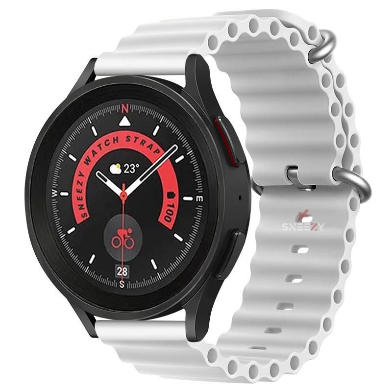 Huawei Watch GT Runner-Sport 46mm- GT2 E 22mm Uyumlu Seaflex Ocean Silikon Kordon Beyaz - Beyaz