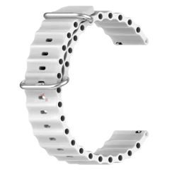 Huawei Watch GT Runner-Sport 46mm- GT2 E 22mm Uyumlu Seaflex Ocean Silikon Kordon Beyaz - Beyaz