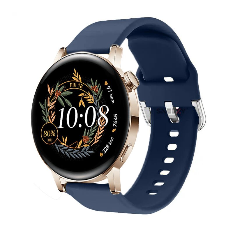 Huawei Watch Gt2 42mm Ile Uyumlu 20mm Purelux Soft Tokalı Silikon Kordon Dayanıklı Spor Stil Lacivert