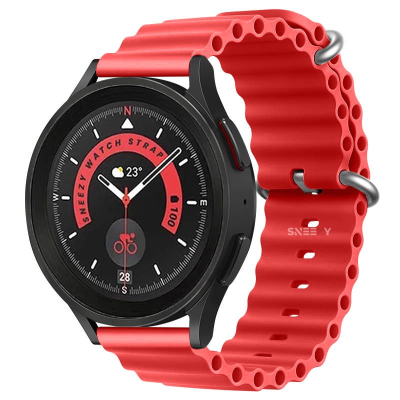 Huawei Watch GT Runner-Sport 46mm- GT2 E 22mm Uyumlu Seaflex Ocean Silikon Kordon Kırmızı - Kırmızı