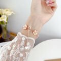 Apple Watch Seri 4 5 6 7 8 9 10 44-45-46mm Çiçekli ve Kalp Zincir Detaylı Bileklik Tasarım Kordon Rose Gold