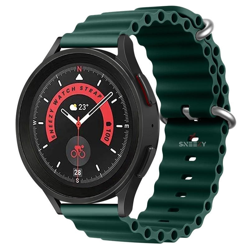 Huawei Watch GT Runner-Sport 46mm- GT2 E 22mm Uyumlu Seaflex Ocean Silikon Kordon Haki - Haki