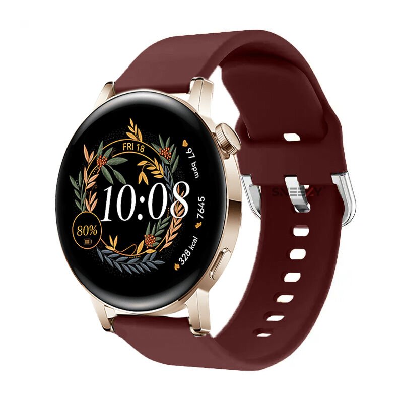 Huawei Watch Gt2 42mm Ile Uyumlu 20mm Purelux Soft Tokalı Silikon Kordon Dayanıklı Spor Stil Mürdüm