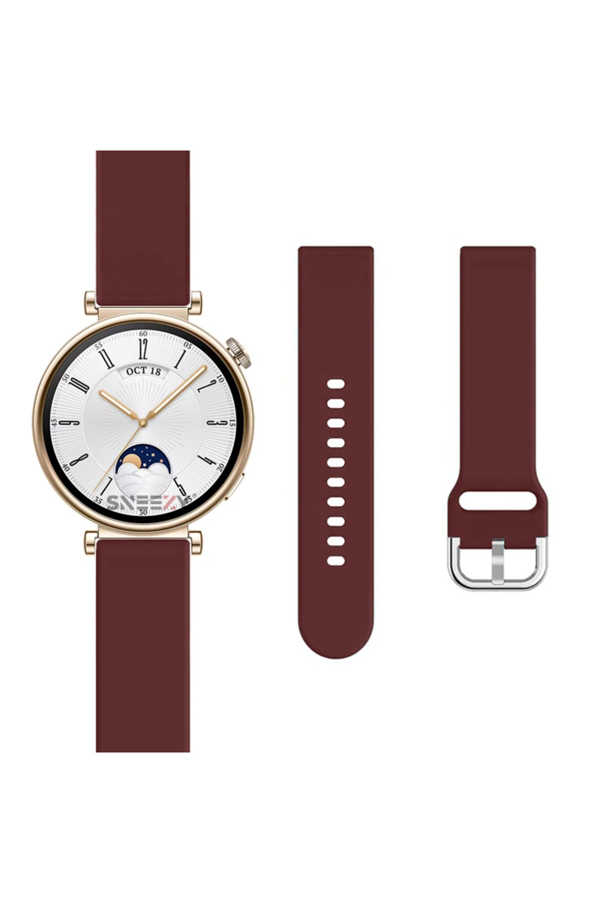 Huawei Watch Gt2 42mm Ile Uyumlu 20mm Purelux Soft Tokalı Silikon Kordon Dayanıklı Spor Stil Mürdüm