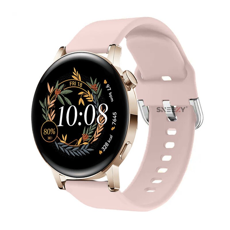 Huawei Watch Gt2 42mm Ile Uyumlu 20mm Purelux Soft Tokalı Silikon Kordon Dayanıklı Spor Stil Pudra