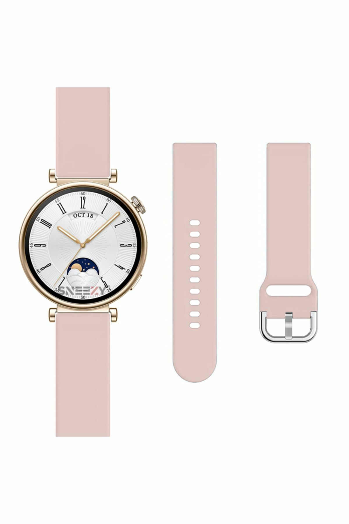 Huawei Watch Gt2 42mm Ile Uyumlu 20mm Purelux Soft Tokalı Silikon Kordon Dayanıklı Spor Stil Pudra