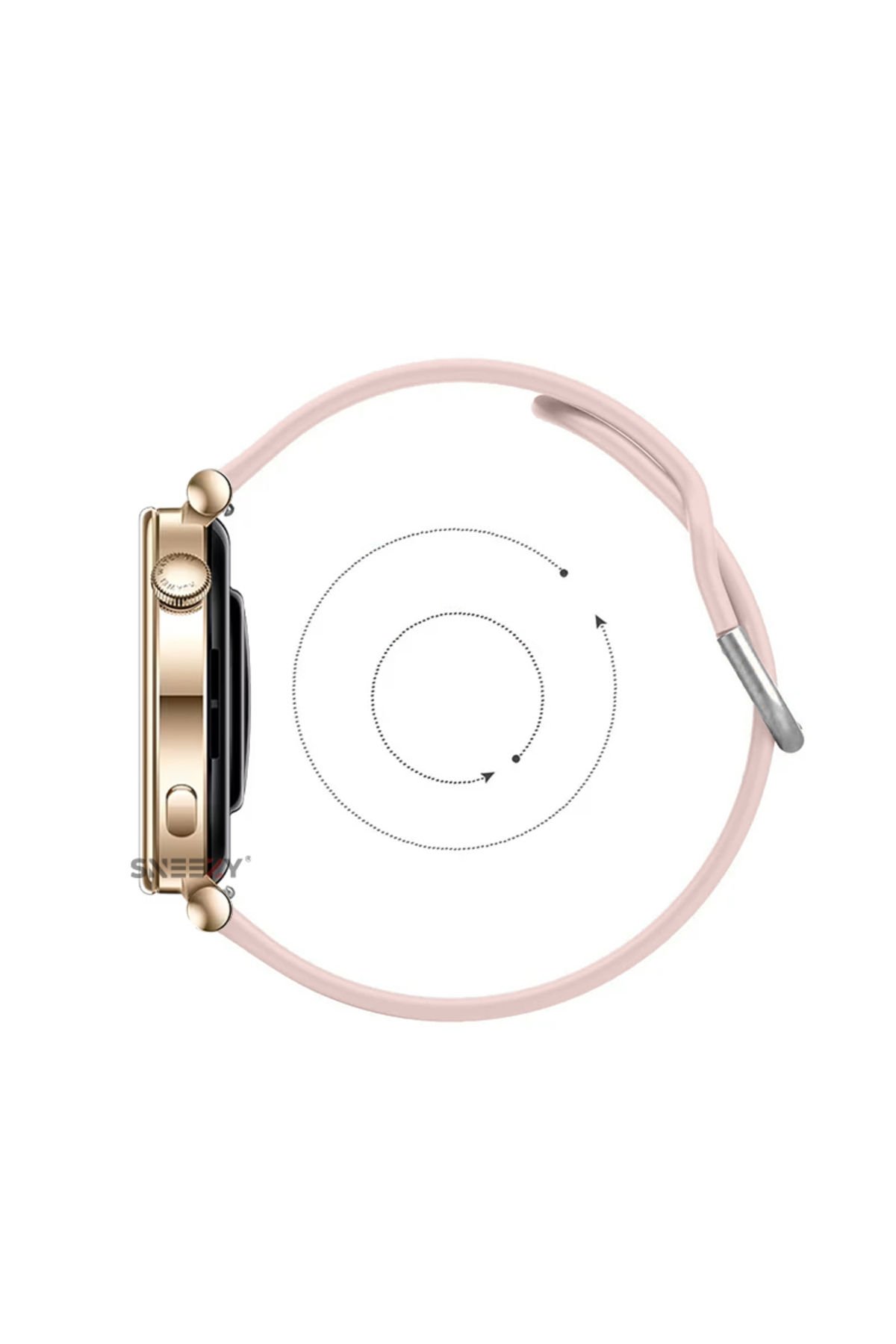 Huawei Watch Gt2 42mm Ile Uyumlu 20mm Purelux Soft Tokalı Silikon Kordon Dayanıklı Spor Stil Pudra