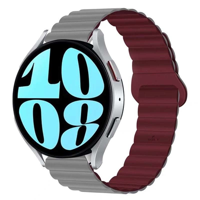 Samsung Galaxy Watch Active Active 2 44mm-40mm Uyumlu 20mm Harmony Duo Magnetik Silikon Kordon Gri - Gri