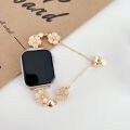 Apple Watch Seri Ultra 1 2 49mm Çiçekli ve Kalp Zincir Detaylı Bileklik Tasarım Kordon Gold