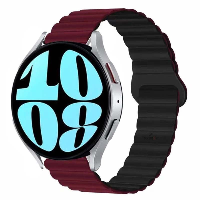 Samsung Galaxy Watch Active Active 2 44mm-40mm Uyumlu 20mm Harmony Duo Magnetik Silikon Kordon Mürdüm - Mürdüm