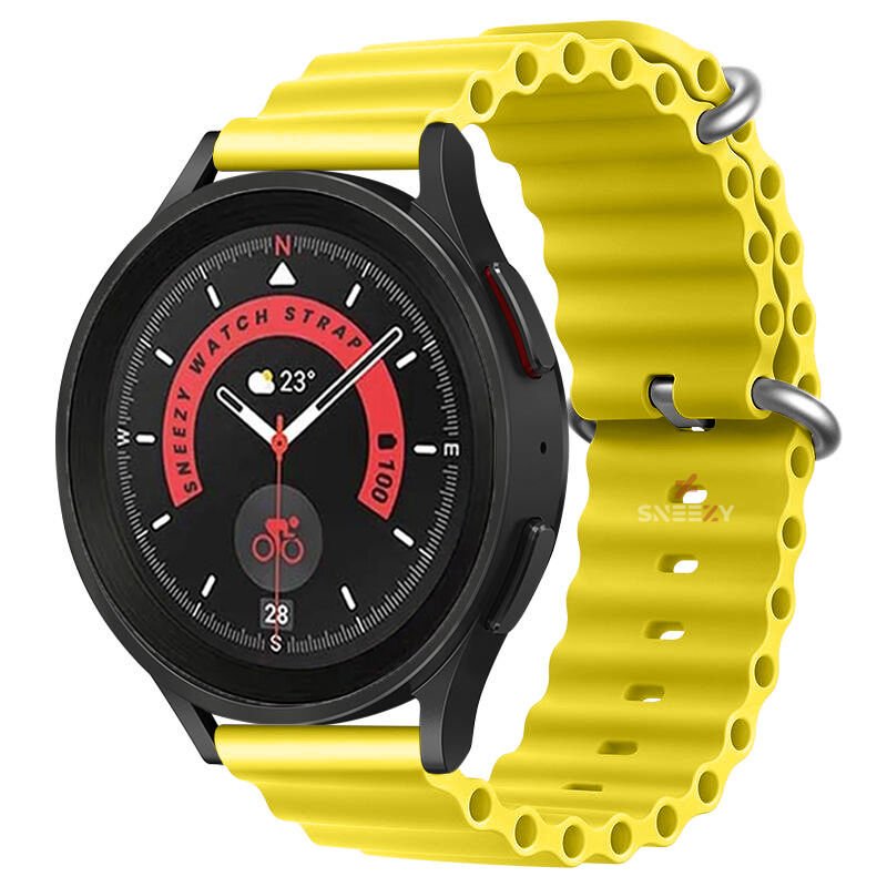 Huawei Watch GT Runner-Sport 46mm- GT2 E 22mm Uyumlu Seaflex Ocean Silikon Kordon Sarı - Sarı