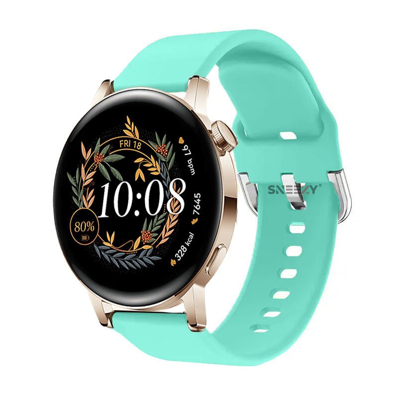 Huawei Watch Gt2 42mm Ile Uyumlu 20mm Purelux Soft Tokalı Silikon Kordon Dayanıklı Spor Stil Turkuaz