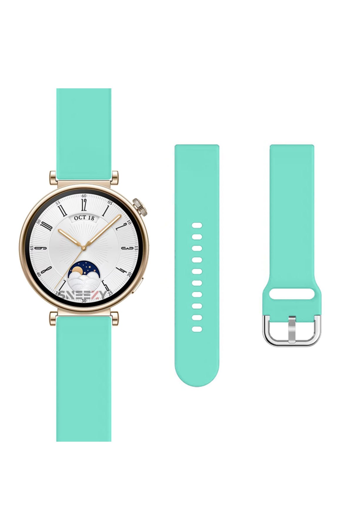 Huawei Watch Gt2 42mm Ile Uyumlu 20mm Purelux Soft Tokalı Silikon Kordon Dayanıklı Spor Stil Turkuaz