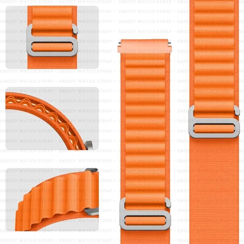 Huawei Watch GT2 Elite-Sport-Classic 46mm-GT2 Pro 22mm Uyumlu Frost Alpine Loop Kordon Turuncu