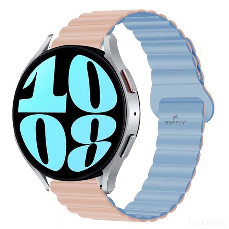 Samsung Galaxy Watch Active Active 2 44mm-40mm Uyumlu 20mm Harmony Duo Magnetik Silikon Kordon Pudra - Pudra