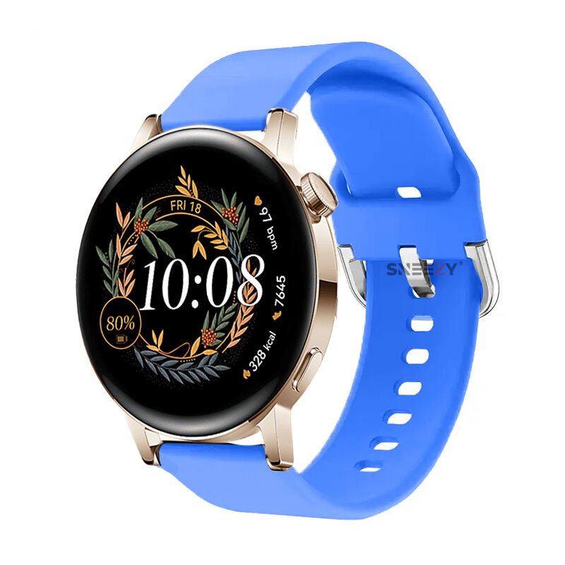 Huawei Watch Gt2 42mm Ile Uyumlu 20mm Purelux Soft Tokalı Silikon Kordon Dayanıklı Spor Stil Mavi
