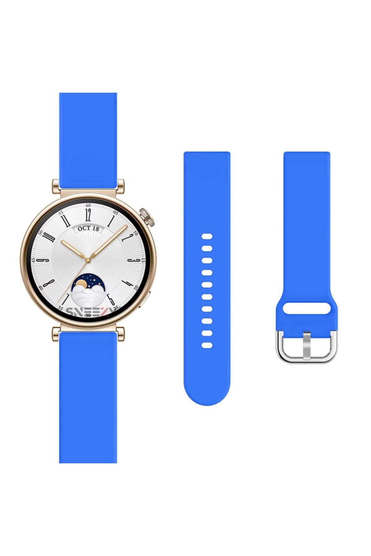 Huawei Watch Gt2 42mm Ile Uyumlu 20mm Purelux Soft Tokalı Silikon Kordon Dayanıklı Spor Stil Mavi