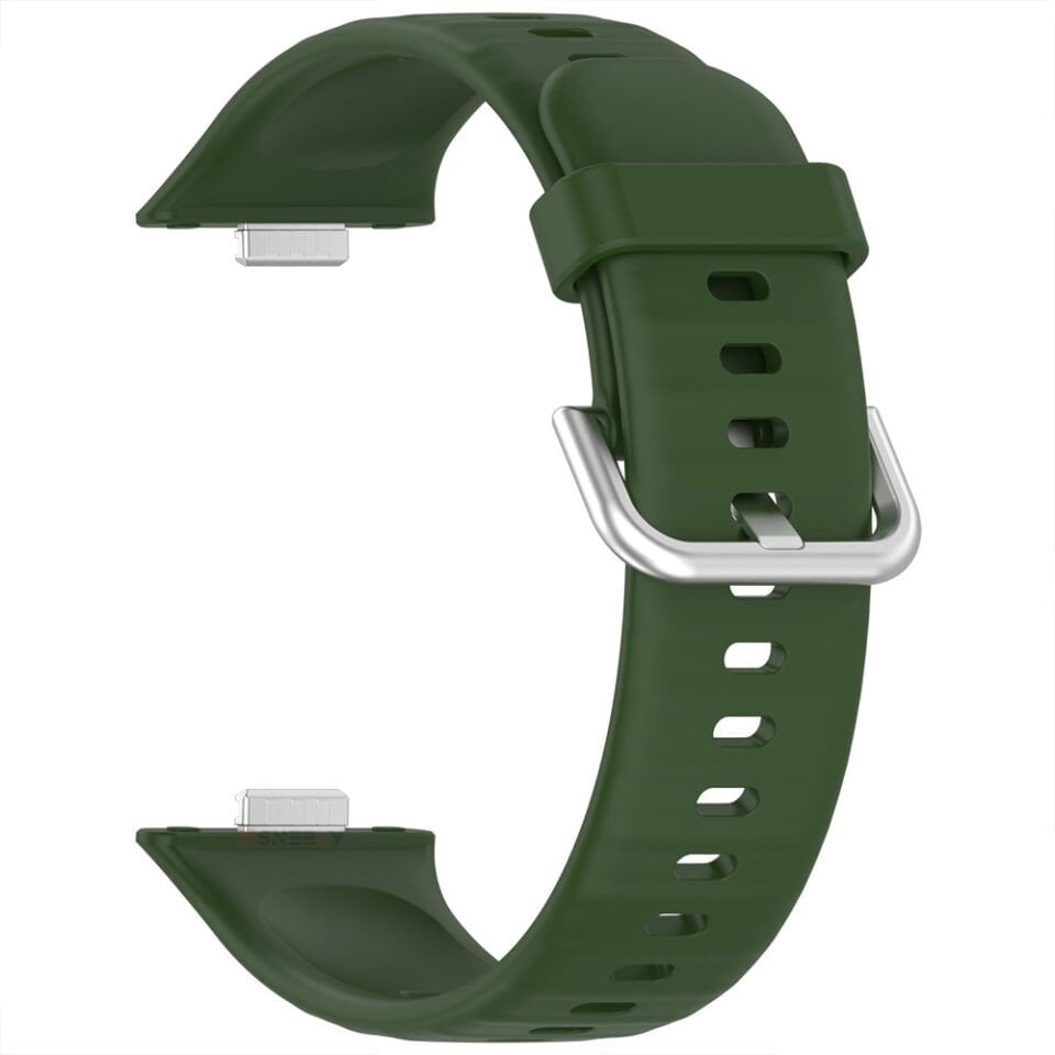 Huawei Watch Fit 3 Uyumlu Yumuşak Soft Tokalı Silikon Kordon Haki