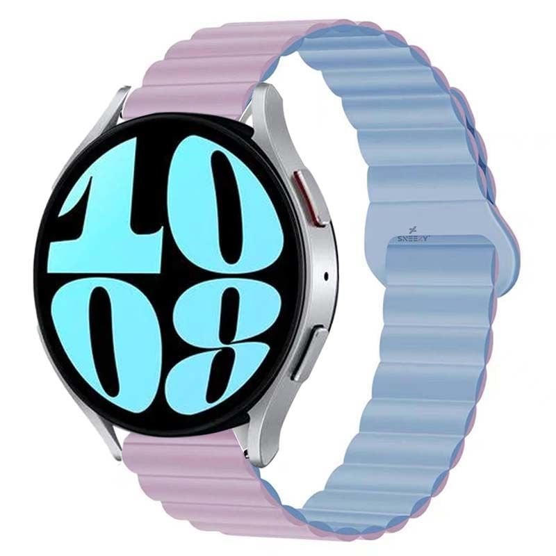 Samsung Galaxy Watch Active Active 2 44mm-40mm Uyumlu 20mm Harmony Duo Magnetik Silikon Kordon Lila - Lila