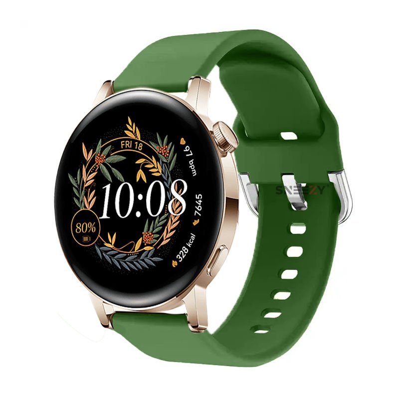 Huawei Watch Gt2 42mm Ile Uyumlu 20mm Purelux Soft Tokalı Silikon Kordon Dayanıklı Spor Stil Haki