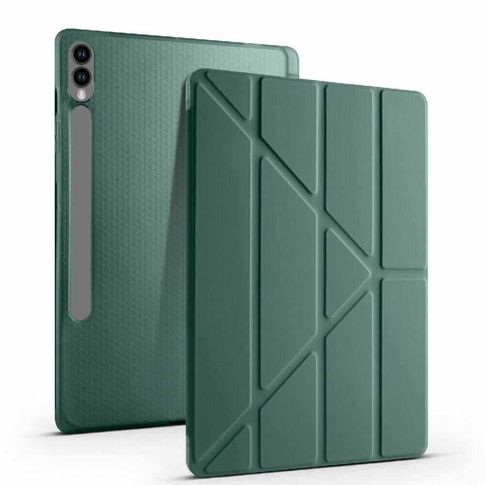Samsung Galaxy Tab S9 Plus X810 12.4 İnç Katlanabilir Kalemlikli Standlı Akıllı Kılıf Haki