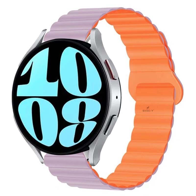 Samsung Galaxy Watch Active Active 2 44mm-40mm Uyumlu 20mm Harmony Duo Magnetik Silikon Kordon Lavanta - Lavanta