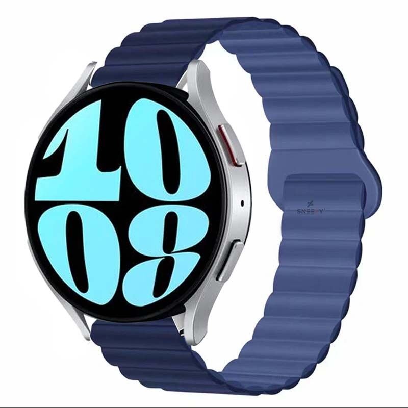 Samsung Galaxy Watch Active Active 2 44mm-40mm Uyumlu 20mm Harmony Duo Magnetik Silikon Kordon Koyu Mavi