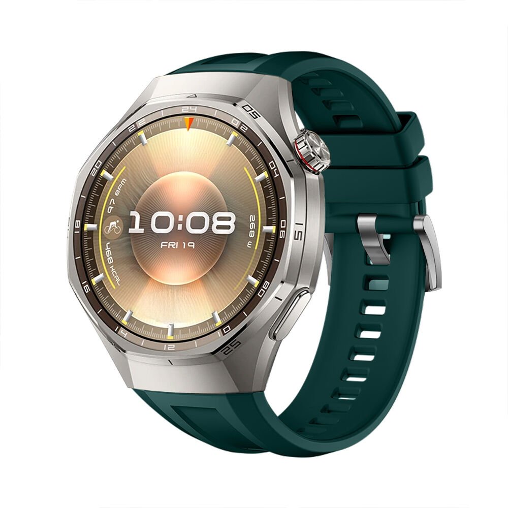 Huawei Watch GT6 Pro 46mm İle Tam Uyumlu Kordon Metal Tokalı Yumuşak Silikon Kordon Kayış Petrol