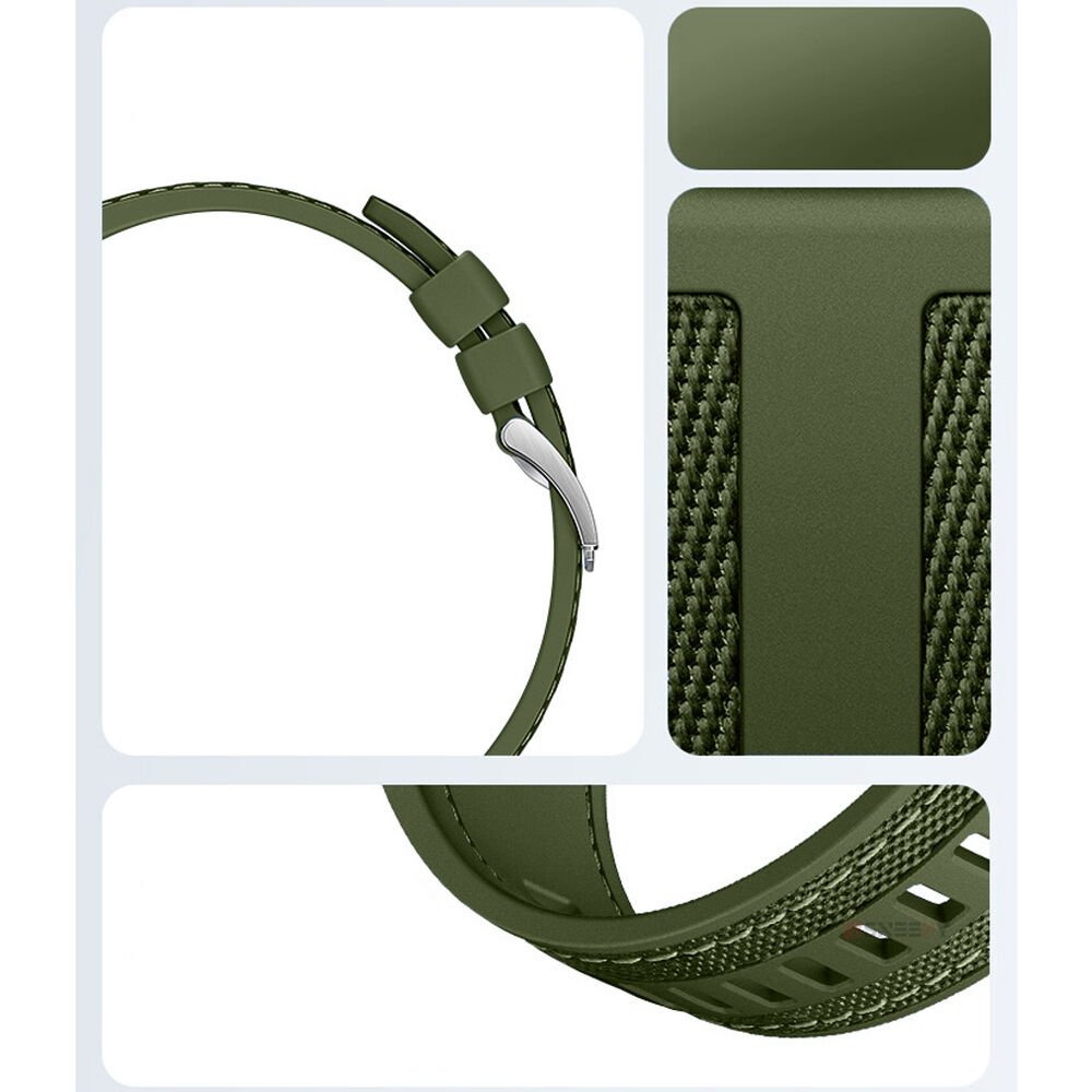 Redmi Watch 5 Active Redmi 5 Lite ile Uyumlu Metal Tokalı Dikiş Detaylı Şık Dokuma Silikon Kordon Haki