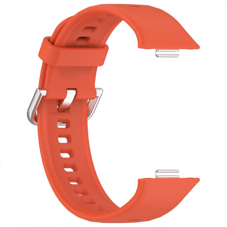 Huawei Watch Fit 3 Uyumlu Yumuşak Soft Tokalı Silikon Kordon Turuncu