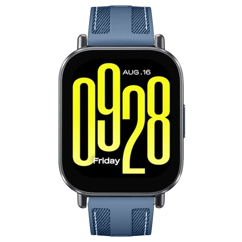 Redmi Watch 5 Active Redmi 5 Lite ile Uyumlu Metal Tokalı Dikiş Detaylı Şık Dokuma Silikon Kordon Mavi