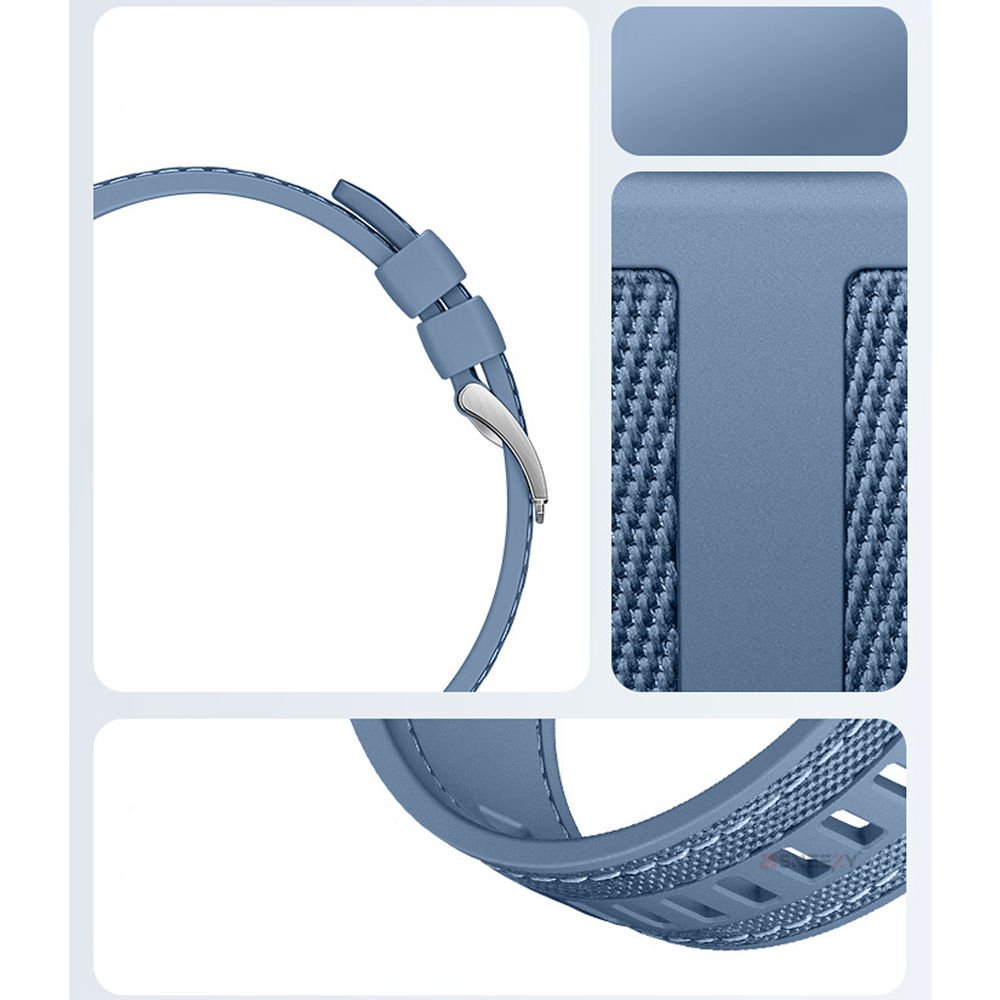 Redmi Watch 5 Active Redmi 5 Lite ile Uyumlu Metal Tokalı Dikiş Detaylı Şık Dokuma Silikon Kordon Mavi
