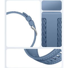 Redmi Watch 5 Active Redmi 5 Lite ile Uyumlu Metal Tokalı Dikiş Detaylı Şık Dokuma Silikon Kordon Mavi