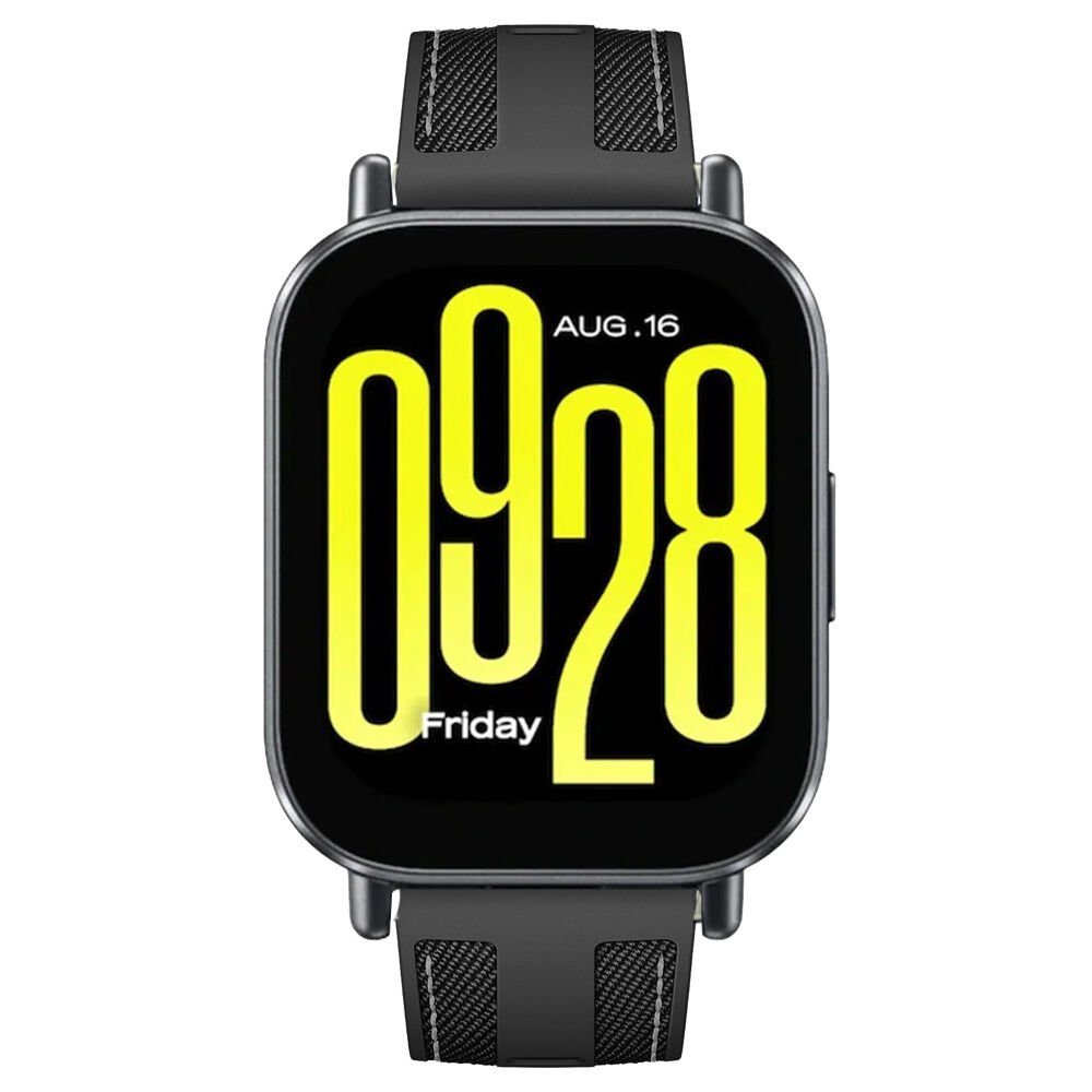 Redmi Watch 5 Active Redmi 5 Lite ile Uyumlu Metal Tokalı Dikiş Detaylı Şık Dokuma Silikon Kordon Siyah