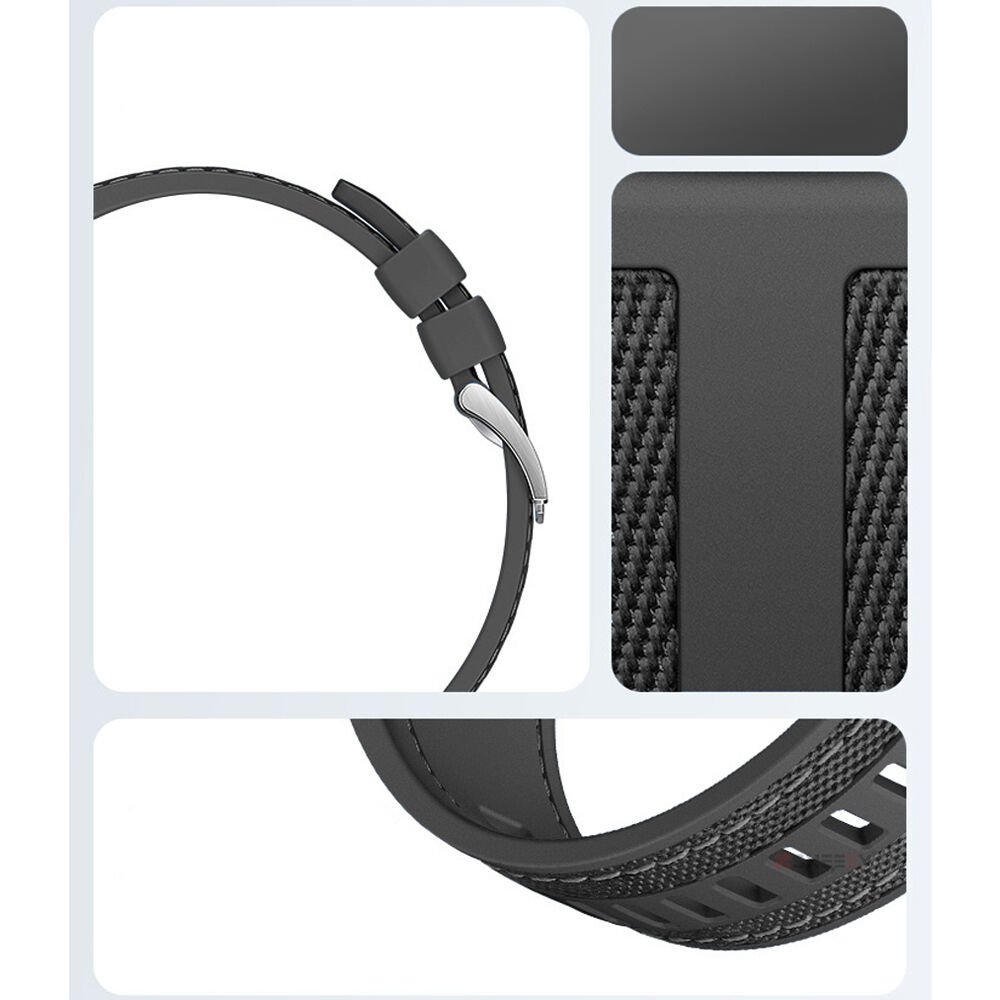 Redmi Watch 5 Active Redmi 5 Lite ile Uyumlu Metal Tokalı Dikiş Detaylı Şık Dokuma Silikon Kordon Siyah