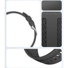 Redmi Watch 5 Active Redmi 5 Lite ile Uyumlu Metal Tokalı Dikiş Detaylı Şık Dokuma Silikon Kordon Siyah